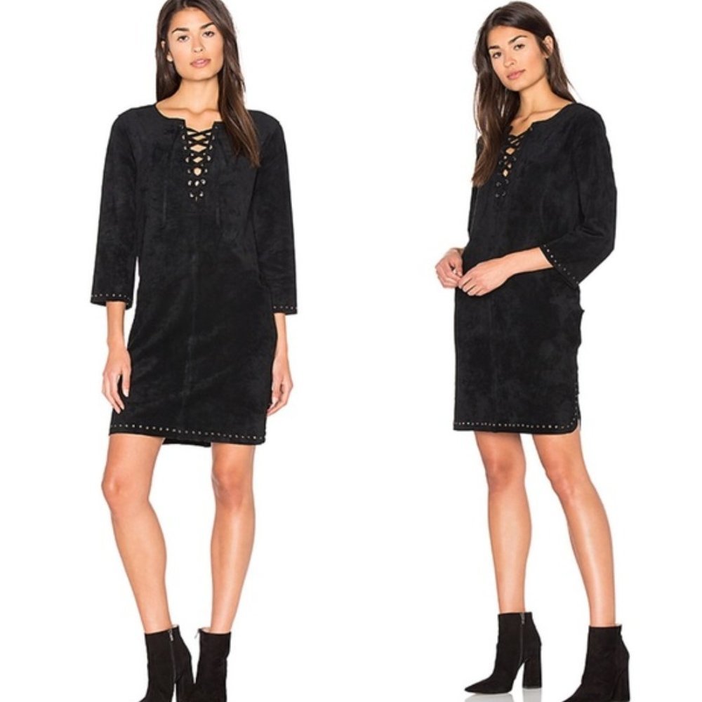 Nwt Velvet By Graham & Spencer Raleigh Dress Lace Up Black Size Small S D1319